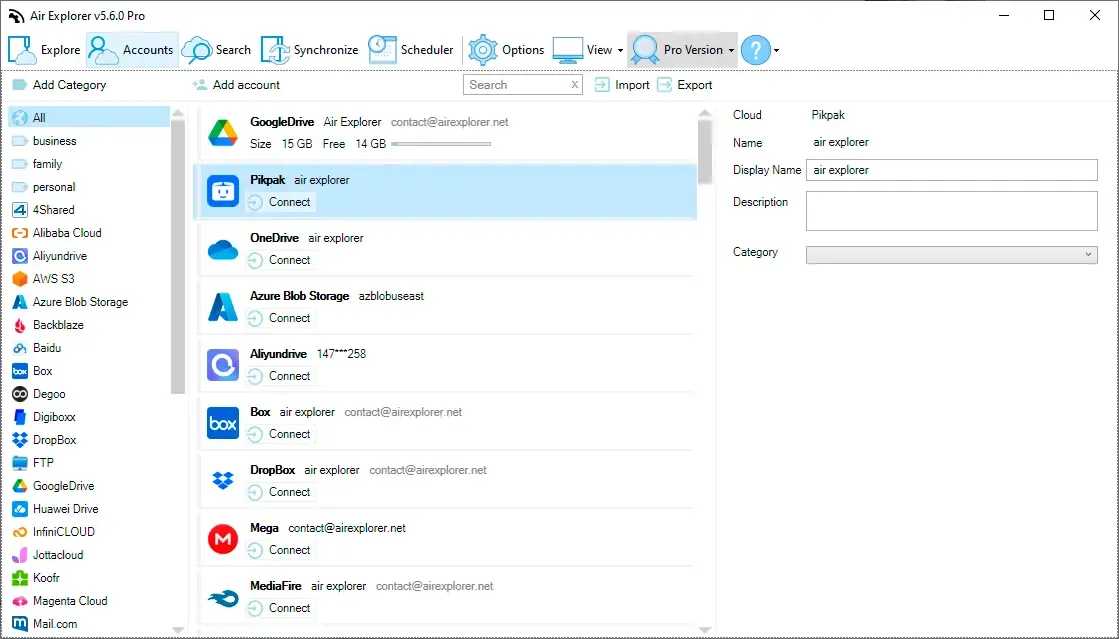 Organize files in PikPak with Air Explorer