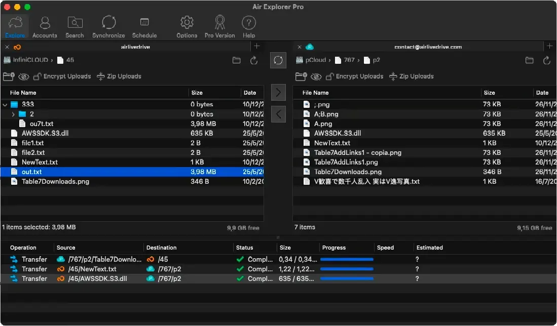 Air Explorer on Mac: manage files across cloud accounts