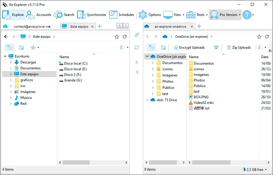 Air Explorer managing multiple cloud accounts