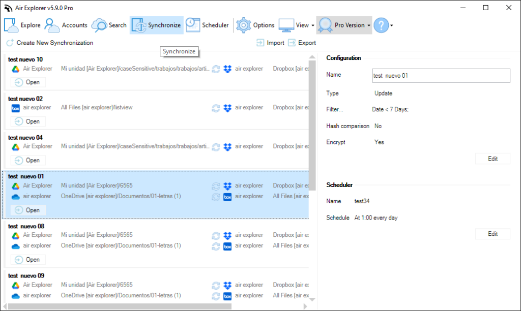 Centralized synchronization with air Explorer